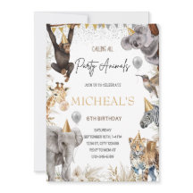 Convite de Aniversário EDITÁVEL Safari Festa Anima