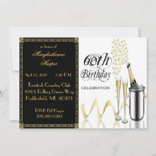 Convite de aniversário Elegante 60º