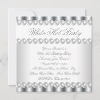 Convite de Aniversário Elegante Branco Quente