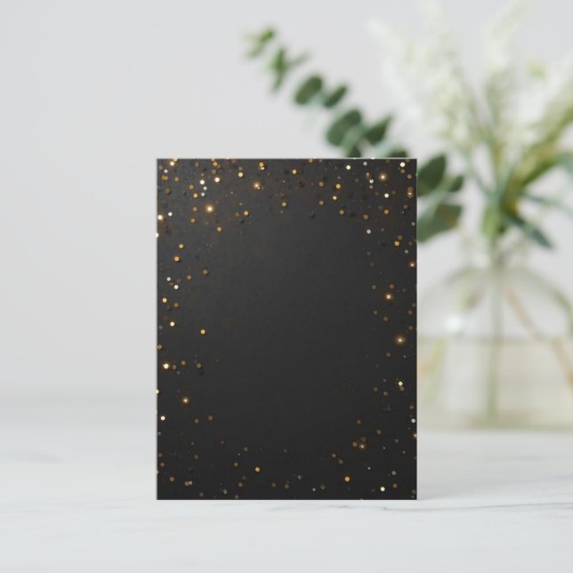 Convite de Aniversário Elegante com Confetes Doura (Em pé/Frente)