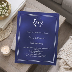 Convite de aniversário elegante com coroa branca a
