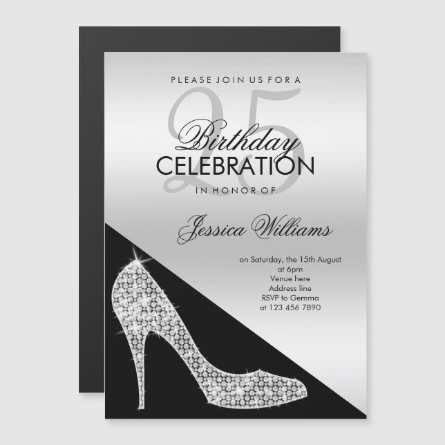 Convite de Aniversário Elegante com Stiletto de La (Frente/Verso)