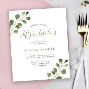 Convite de aniversário elegante de 50 anos