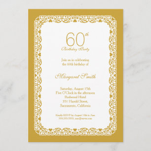 Convite de aniversário elegante do ouro 60th do