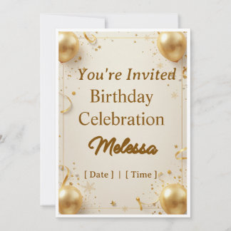 Convite de Aniversário Elegante em Marfim