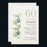 Convite de aniversário Elegante Eucalyptus 60th<br><div class="desc">Pode ser uma festa surpresa ou outra década especial alcançada. Este 60º convite de aniversário com eucalipto verde design com tipografia popular moderna pode ser facilmente editado para comemorar qualquer aniversário ou aniversário. Você pode alterar o texto, os detalhes do aniversário e a cor de fundo clicando no botão "Personalizar"...</div>