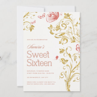 Convite de Aniversário Elegante Sweet 16 - Pêssego