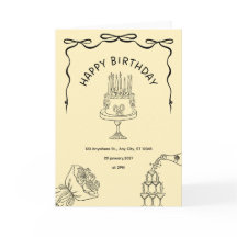 Convite de Aniversário Elegante Vintage com Bolo