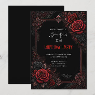 Convite de Aniversário Elegantes Rosas Vermelhas
