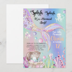 Convite de aniversário em aquarela e dourado de se