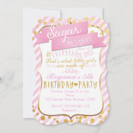 Convite de Aniversário em Pink Gold Sugar & Spice
