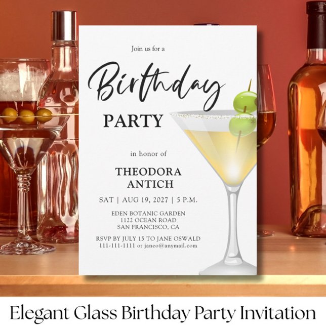 Convite de Aniversário em Vidro Elegante (Criador carregado)