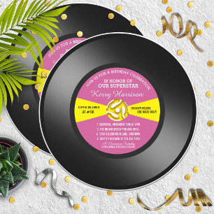 Convite de Aniversário em Vinil 45 Discos