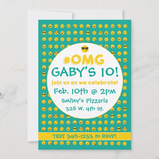 Convite de aniversário Emoji (Frente)