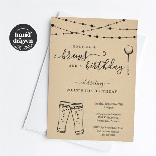 Convite de aniversário Engraçado de Golfe e Cervej