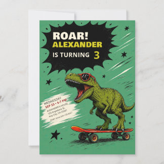 Convite de aniversário engraçado do dinossauro T-R