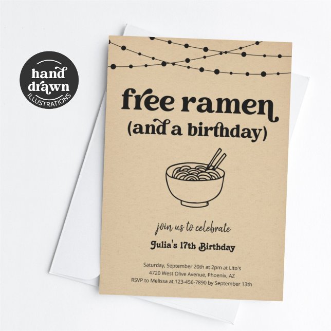 Convite de aniversário Engraçado Free Ramen (Criador carregado)