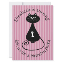 Convite de aniversário engraçado para gatos pretos