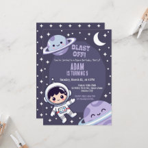 Convite de Aniversário Espacial | Astronauta da Ga