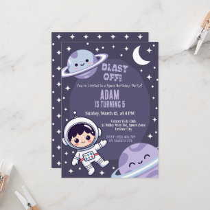 Convite de Aniversário Espacial   Astronauta da Ga