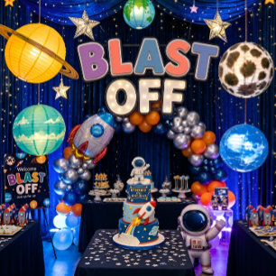 Convite de Aniversário Espacial Blast Off para Men