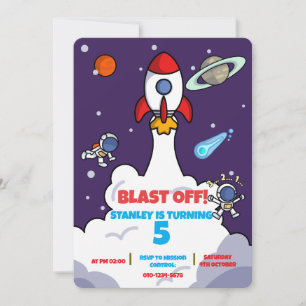 Convite de Aniversário Espacial - Convite de Festa