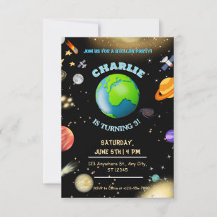 Convite de Aniversário Espacial na galáxia