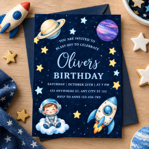 Convite de Aniversário Espacial para Meninos
