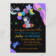 Convite de Aniversário Espacial | Qualquer Idade d
