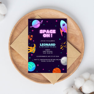 Convite de Aniversário Espaço Azul Roxo
