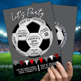 Convite de Aniversário Esportivo Bola de Futebol C