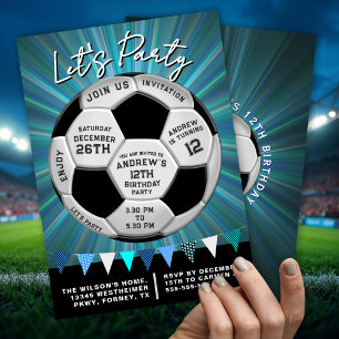 Convite de Aniversário Esportivo Bola de Futebol c
