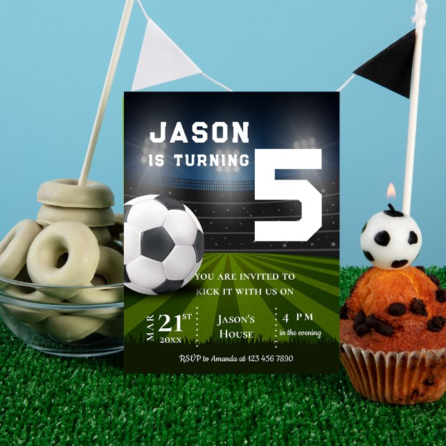 Convite de Aniversário Esportivo Temático de Futeb (Soccer Football Themed Sports Birthday Invitation Postcard)