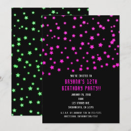 Convite de Aniversário Estrelas Brilhantes Rosa Ve