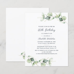 Convite de aniversário Eucalyptus 80