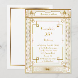 Convite de aniversário, excelente Gatsby, branco