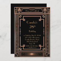 Convite de aniversário, excelente Gatsby, preto