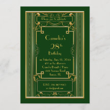 Convite de aniversário, excelente Gatsby, verde