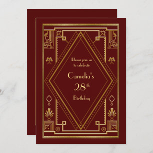 Convite de aniversário, excelente Gatsby, vermelho