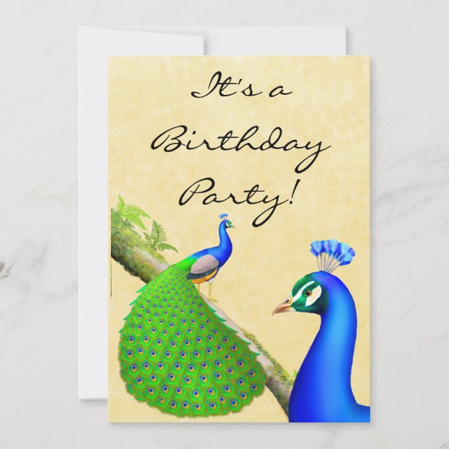 Convite de aniversário Exótico de Peacock Indiano (Frente)