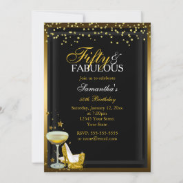 Convite de Aniversário Fabuloso Dourado Brilhante 