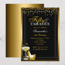 Convite de Aniversário Fabuloso Dourado Brilhante 