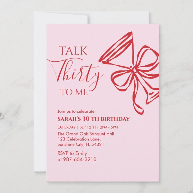 Convite de Aniversário Fale Trinta Comigo Garota d (Frente)