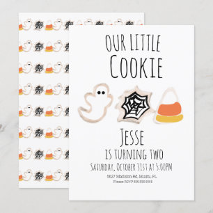 Convite de Aniversário Fantasma Aranha Biscoito Mo