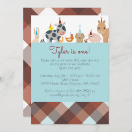 Convite de aniversário fazenda Animal - Cor do Men