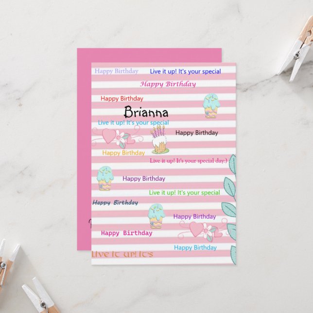 Convite de Aniversário Feliz para Cupcakes FUN (Frente/Verso In Situ)