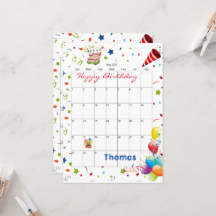 Convite de Aniversário Feliz para o Calendário d