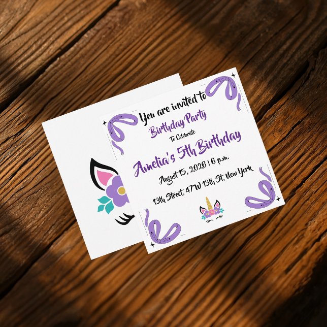 Convite de Aniversário Feliz Unicórnio Personaliza (Criador carregado)