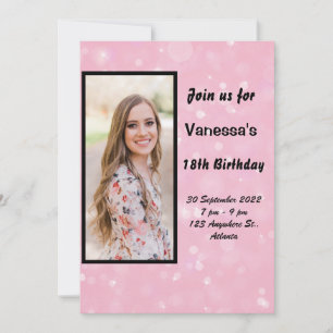 Convite de Aniversário Feminina Rosa