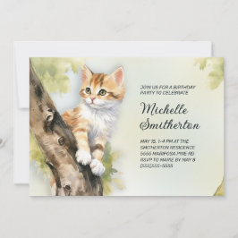 Convite de Aniversário Feminino Árvore de Gatinho